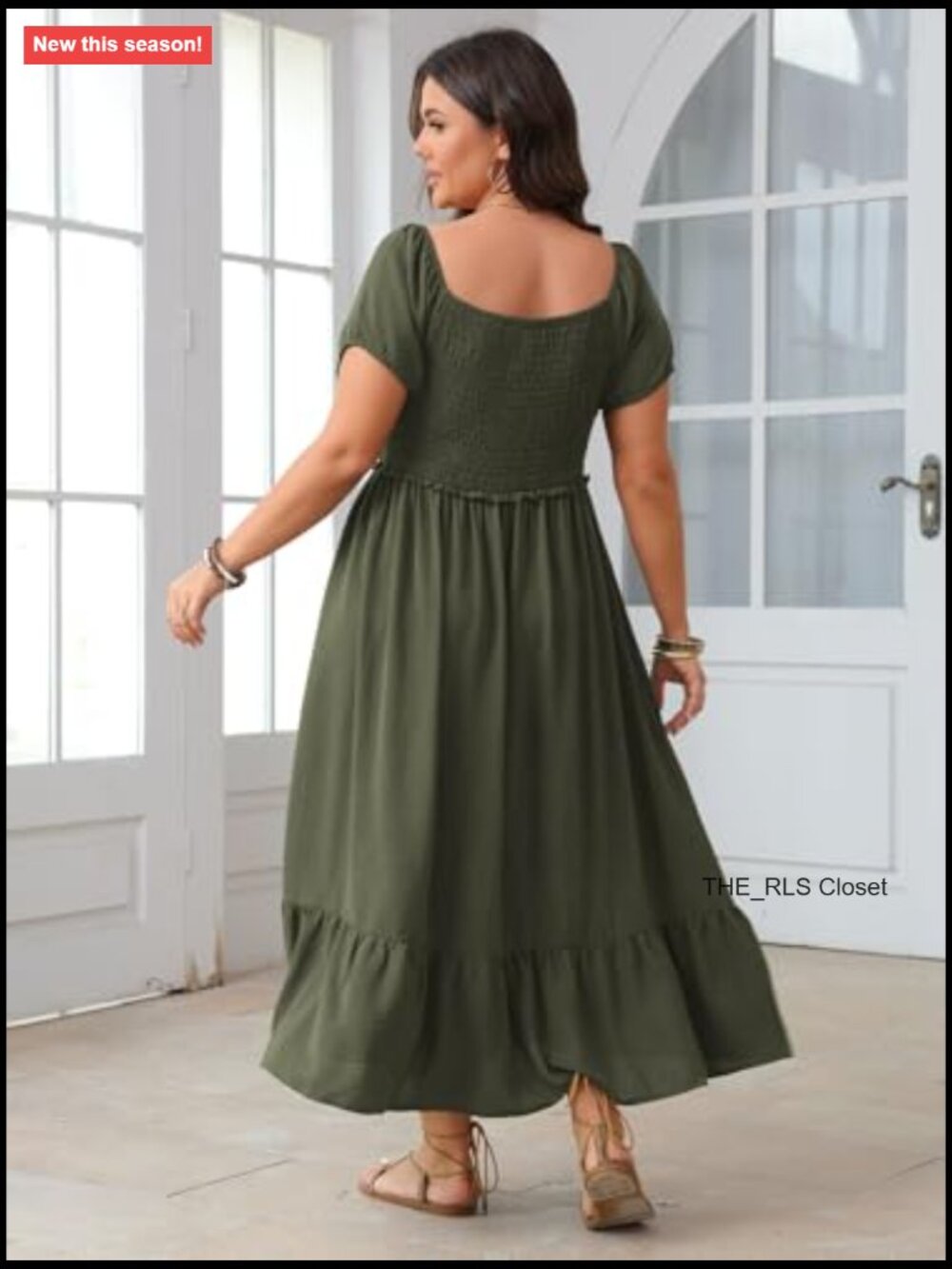 Plus Size Lightweight Blend Maxi Dress with Smocked Back and Square Neck - Picture 5 of 6